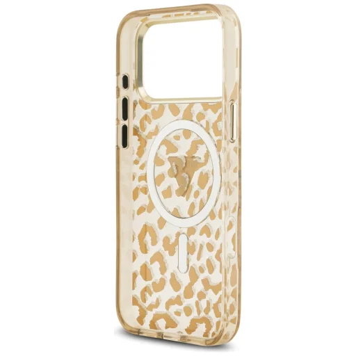 Apple iPhone 18 Pro Max / iPhone 17 Pro Max hnedý Guess IML Leopard Glitter Triangle Logo MagSafe pevný kryt - 7