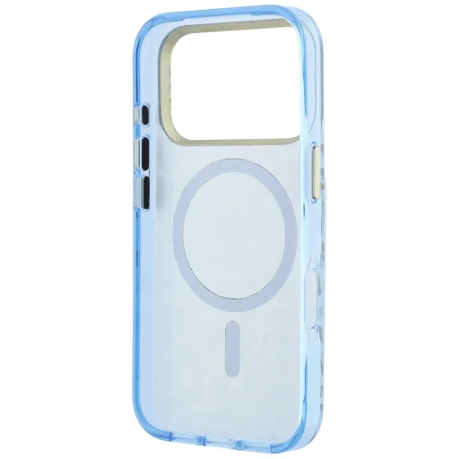 iPhone 18 Pro / 17 Pro modré puzdro Guess IML Leopard Glitter Triangle Logo MagSafe - 7