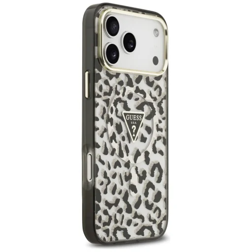 iPhone 18 Pro Max / 17 Pro Max čierny Guess IML Leopard Glitter Triangle Logo MagSafe kryt - 4