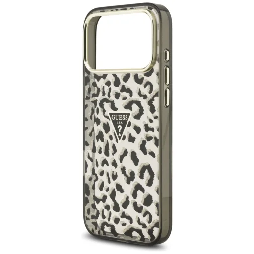 iPhone 18 Pro Max / 17 Pro Max čierny Guess IML Leopard Glitter Triangle Logo MagSafe kryt - 6
