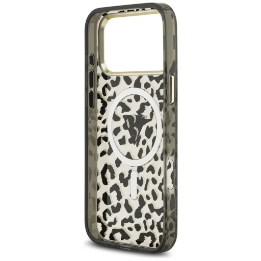 iPhone 18 Pro Max / 17 Pro Max čierny Guess IML Leopard Glitter Triangle Logo MagSafe kryt - 7
