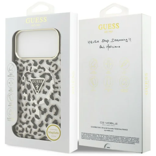 iPhone 18 Pro Max / 17 Pro Max čierny Guess IML Leopard Glitter Triangle Logo MagSafe kryt - 8