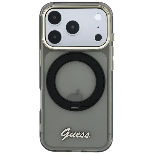 iPhone 18 Pro / 17 Pro čierne Guess IML Ring Stand 360 Script puzdro s kovovým logom MagSafe - 4