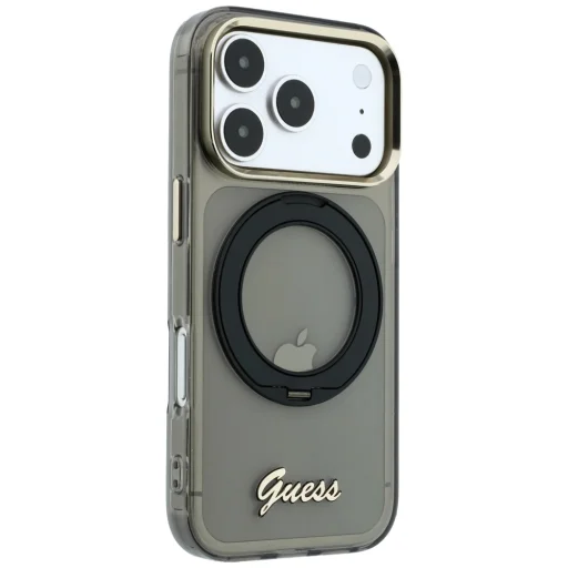 iPhone 18 Pro / 17 Pro čierne Guess IML Ring Stand 360 Script puzdro s kovovým logom MagSafe - 6