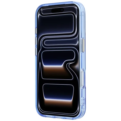 iPhone 18 Pro Max / 17 Pro Max svetlomodré puzdro Guess IML Ring Stand 360 Script Metal Logo MagSafe - 4