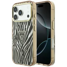  iPhone 18 Pro Max / iPhone 17 Pro Max arany Guess IML Zebra Glitter Triangle Logo MagSafe tok