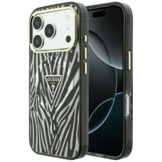  Apple iPhone 18 Pro Max / 17 Pro Max ezüst Guess IML Zebra Glitter Triangle Logo MagSafe keménytok