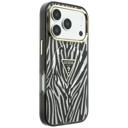  Apple iPhone 18 Pro Max / 17 Pro Max ezüst Guess IML Zebra Glitter Triangle Logo MagSafe keménytok - 4