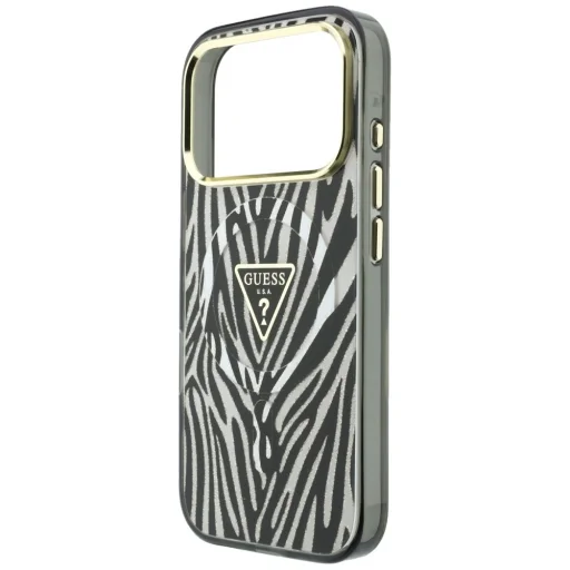  Apple iPhone 18 Pro Max / 17 Pro Max ezüst Guess IML Zebra Glitter Triangle Logo MagSafe keménytok - 6