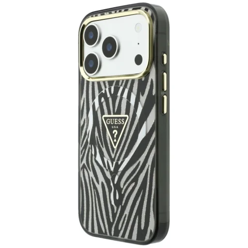  Apple iPhone 18 Pro Max / 17 Pro Max ezüst Guess IML Zebra Glitter Triangle Logo MagSafe keménytok - 2