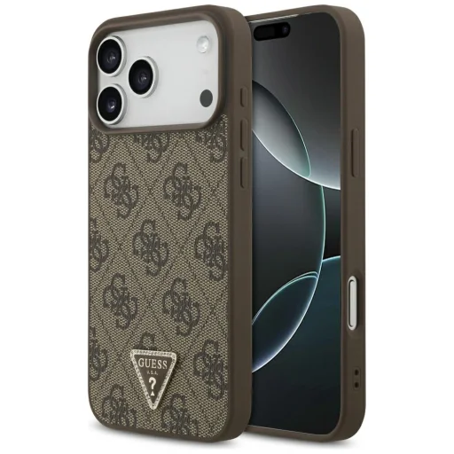  Apple iPhone 18 Pro Max / 17 Pro Max barna Guess Leather 4G Triangle Strass MagSafe bőrtok - 1