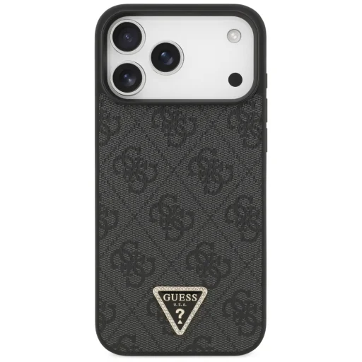  iPhone 18 Pro Max / 17 Pro Max fekete Guess Leather 4G Triangle Strass MagSafe tok - 3