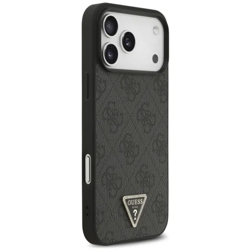  iPhone 18 Pro Max / 17 Pro Max fekete Guess Leather 4G Triangle Strass MagSafe tok - 4