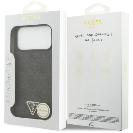  iPhone 18 Pro Max / 17 Pro Max fekete Guess Leather 4G Triangle Strass MagSafe tok - 8