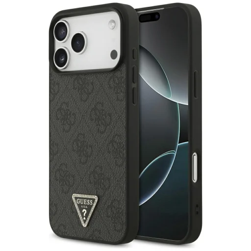 iPhone 18 Pro Max / 17 Pro Max fekete Guess Leather 4G Triangle Strass MagSafe tok - 1