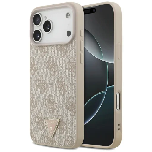  Apple iPhone 18 Pro Max / 17 Pro Max rózsaszín Guess Leather 4G Triangle Strass MagSafe tok - 1