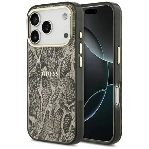 Hnedé puzdro Guess Python Pattern MagSafe pre iPhone 18 Pro / 17 Pro - 1