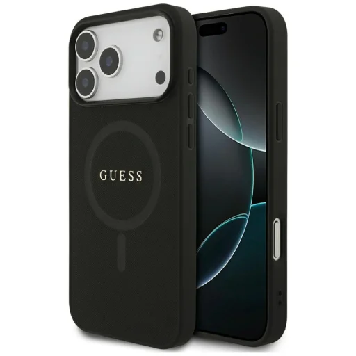  iPhone 18 Pro Max / 17 Pro Max fekete Guess Saffiano Classic Logo MagSafe tok - 1