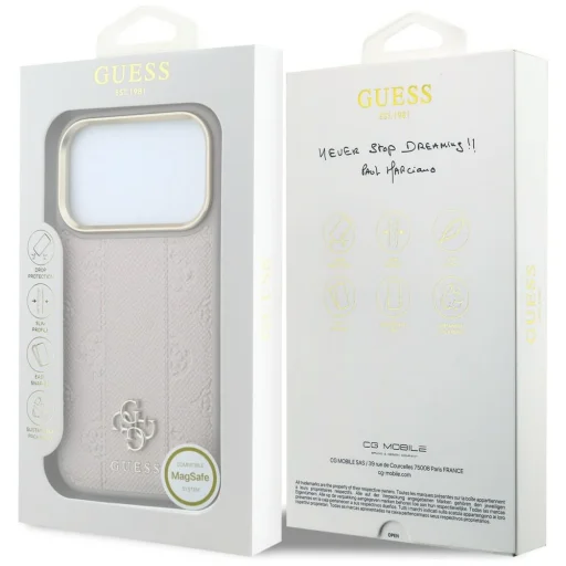  iPhone 18 Pro Max / 17 Pro Max rózsaszín Guess Stripe Peony 4G Logo MagSafe tok - 8