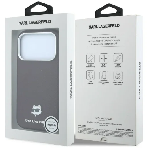 Apple iPhone 18 Pro / 17 Pro bordové puzdro Karl Lagerfeld Grained Choupette Head Metal MagSafe - 8
