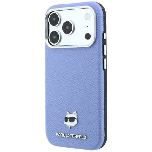 Apple iPhone 18 Pro / 17 Pro svetlomodré puzdro Karl Lagerfeld Grained Choupette Head Metal MagSafe - 2