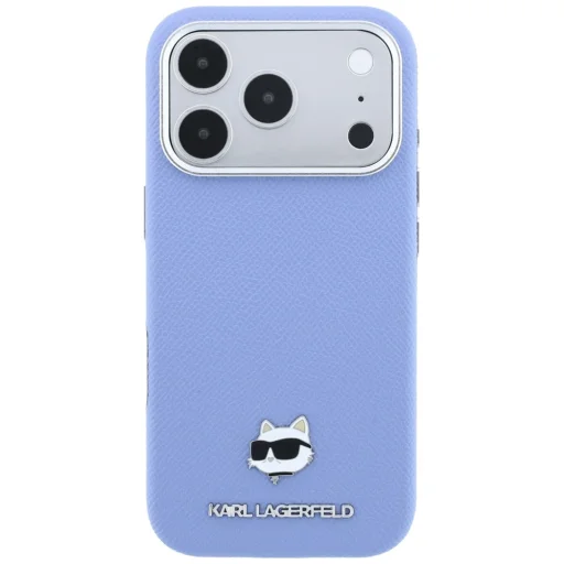 Apple iPhone 18 Pro / 17 Pro svetlomodré puzdro Karl Lagerfeld Grained Choupette Head Metal MagSafe - 3