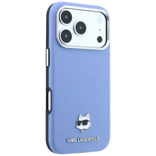 Apple iPhone 18 Pro / 17 Pro svetlomodré puzdro Karl Lagerfeld Grained Choupette Head Metal MagSafe - 4
