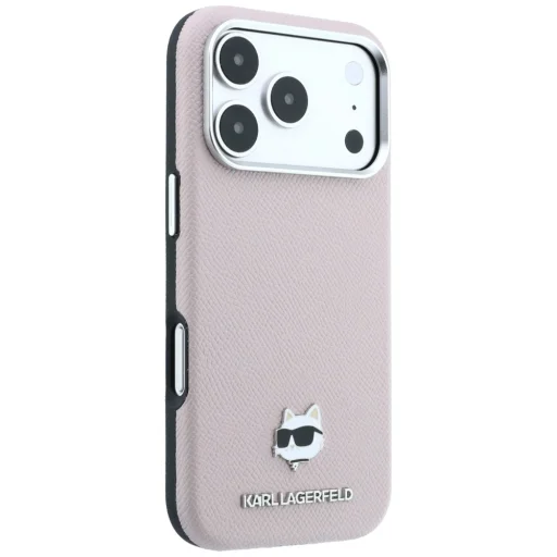  iPhone 18 Pro Max / 17 Pro Max rózsaszín Karl Lagerfeld Grained Choupette Head Metal MagSafe tok - 4