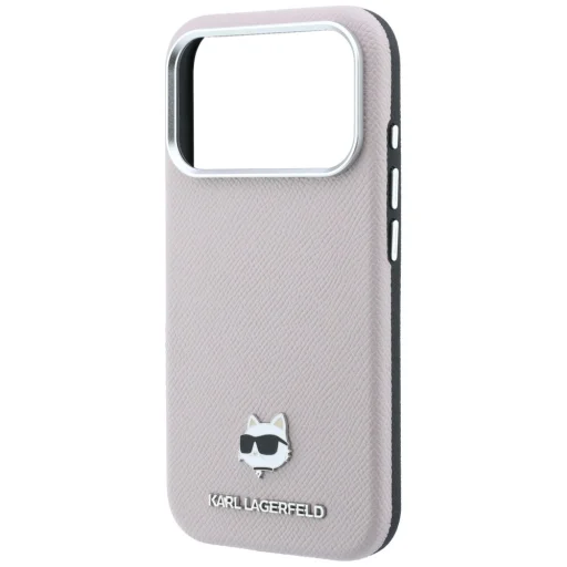  iPhone 18 Pro Max / 17 Pro Max rózsaszín Karl Lagerfeld Grained Choupette Head Metal MagSafe tok - 6