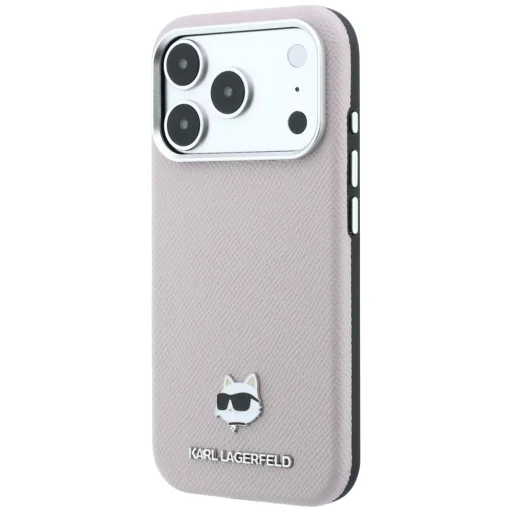  iPhone 18 Pro Max / 17 Pro Max rózsaszín Karl Lagerfeld Grained Choupette Head Metal MagSafe tok - 2