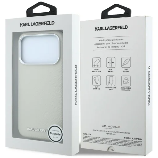 Apple iPhone 18 Pro / 17 Pro béžový Karl Lagerfeld zrnitý kryt s predĺženým logom MagSafe - 8