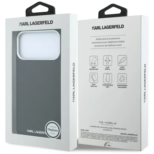  Apple iPhone 18 Pro Max és iPhone 17 Pro Max fekete Karl Lagerfeld Grained Elongated Logo MagSafe tok - 8