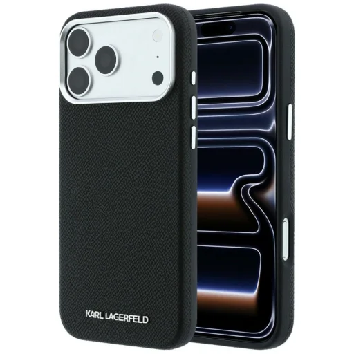 Apple iPhone 18 Pro Max és iPhone 17 Pro Max fekete Karl Lagerfeld Grained Elongated Logo MagSafe tok - 1