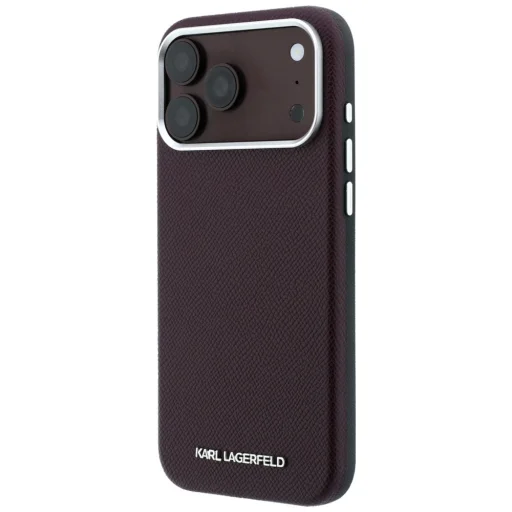  Apple iPhone 18 Pro Max / 17 Pro Max Bordó Karl Lagerfeld Szemcsés Hosszúkás Logó MagSafe tok - 2