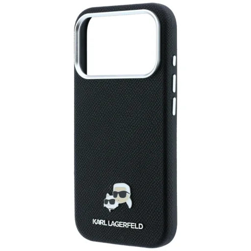  iPhone 18 Pro Max / 17 Pro Max fekete Karl Lagerfeld Grained Heads Metal MagSafe tok - 6