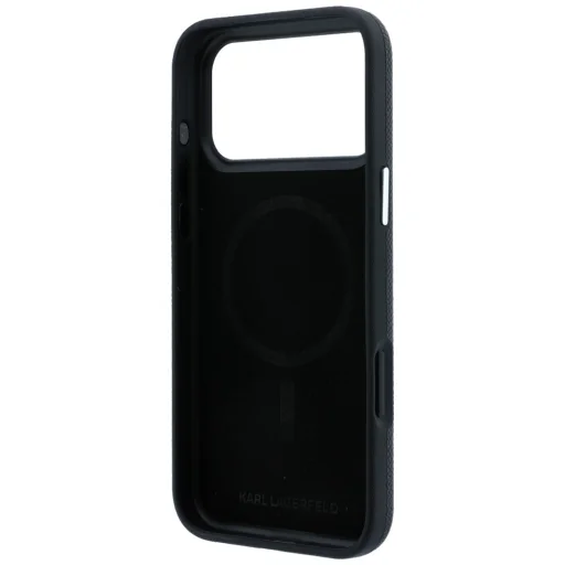 iPhone 18 Pro Max / 17 Pro Max čierne puzdro Karl Lagerfeld Grained Karl Head Metal MagSafe - 7