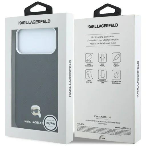 iPhone 18 Pro Max / 17 Pro Max čierne puzdro Karl Lagerfeld Grained Karl Head Metal MagSafe - 8