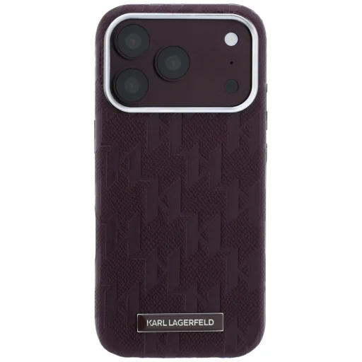  iPhone 18 Pro Max / 17 Pro Max bordó Karl Lagerfeld Grained Mono Resin Logo MagSafe tok - 3