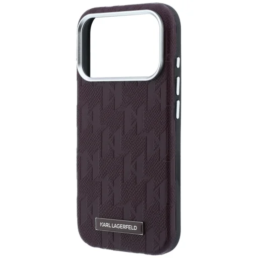  iPhone 18 Pro Max / 17 Pro Max bordó Karl Lagerfeld Grained Mono Resin Logo MagSafe tok - 6