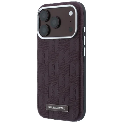  iPhone 18 Pro Max / 17 Pro Max bordó Karl Lagerfeld Grained Mono Resin Logo MagSafe tok - 2