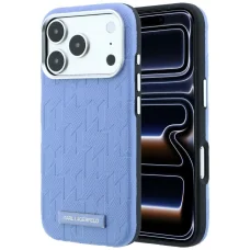 Karl Lagerfeld Grained Mono Resin Logo MagSafe tok iPhone 18 Pro Max / 17 Pro Max készülékhez, világoskék