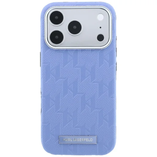  Apple iPhone 18 Pro Max / 17 Pro Max világoskék Karl Lagerfeld Grained Mono Resin Logo MagSafe tok - 3