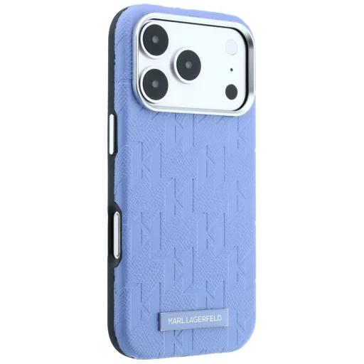  Apple iPhone 18 Pro Max / 17 Pro Max világoskék Karl Lagerfeld Grained Mono Resin Logo MagSafe tok - 4