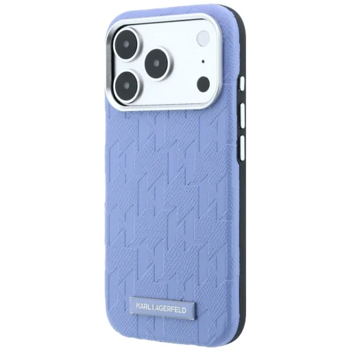  Apple iPhone 18 Pro Max / 17 Pro Max világoskék Karl Lagerfeld Grained Mono Resin Logo MagSafe tok - 2