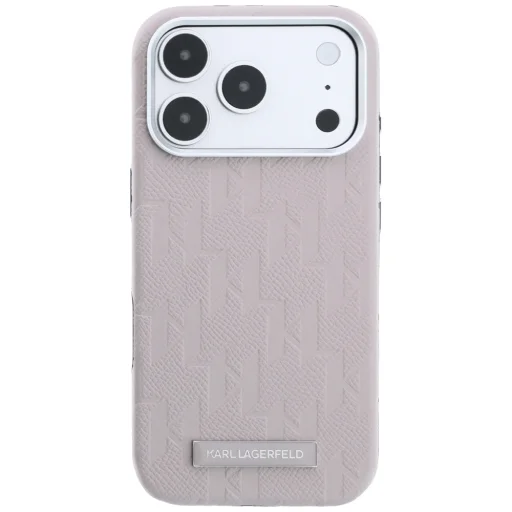  iPhone 18 Pro Max / 17 Pro Max rózsaszín Karl Lagerfeld Grained Mono Resin Logo MagSafe tok - 3