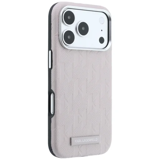  iPhone 18 Pro Max / 17 Pro Max rózsaszín Karl Lagerfeld Grained Mono Resin Logo MagSafe tok - 4