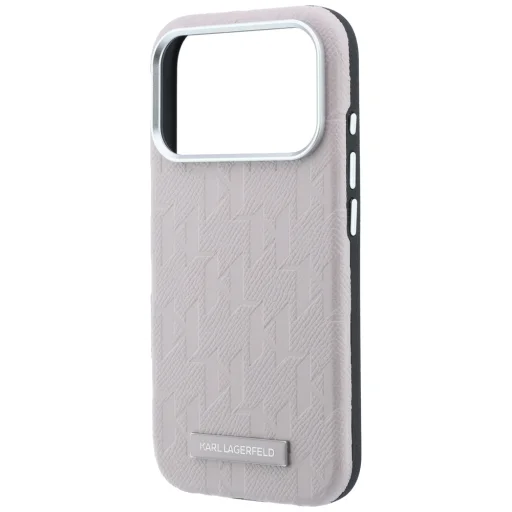  iPhone 18 Pro Max / 17 Pro Max rózsaszín Karl Lagerfeld Grained Mono Resin Logo MagSafe tok - 6