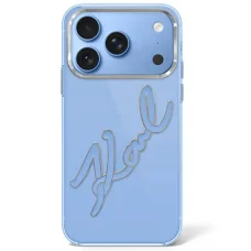 Karl Lagerfeld IML Big Signature műgyanta tok fémkerettel iPhone 18 Pro Max / 17 Pro Max készülékhez, kék