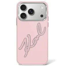 iPhone 18 Pro / 17 Pro ružový Karl Lagerfeld IML Big Signature živicový kryt s kovovým rámom