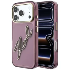  iPhone 18 Pro Max / 17 Pro Max bordó Karl Lagerfeld IML Big Signature műgyanta fémkeretes tok